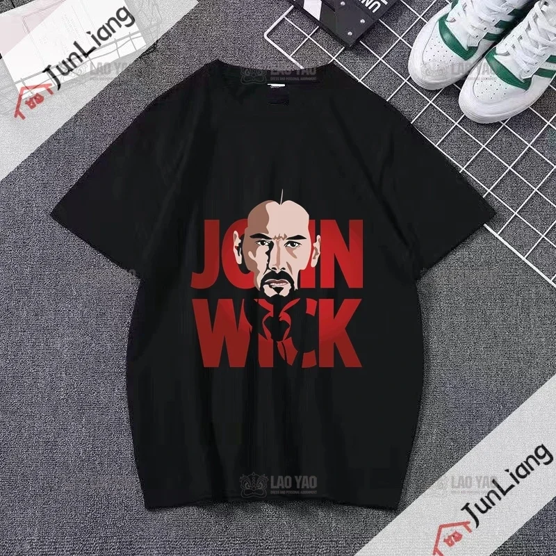 Crazy John Wick Print T-shirt, Men's Fashion Street T-shirt Action Movie Short Sleeve T-shirt Adult Top