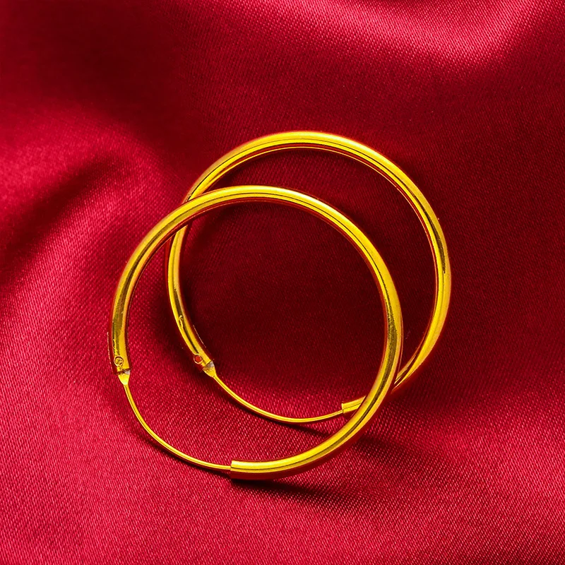 

AU999 Женские блестящие большие серьги-кольца шириной 30 мм, золото 24 карата - золото повышает блеск, 30 мм улучшает присутствие