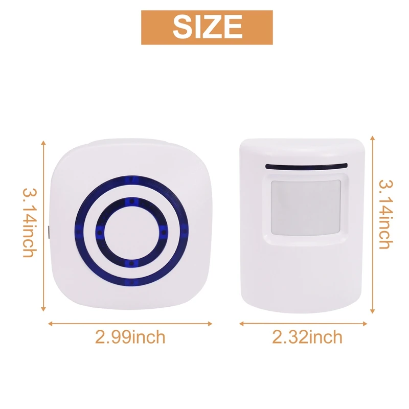 M05K Door Chime,Wireless Business Door Motion Sensor Detector Smart Visitor Doorbell Home Security Driveway Alarm With 1 Plug-In