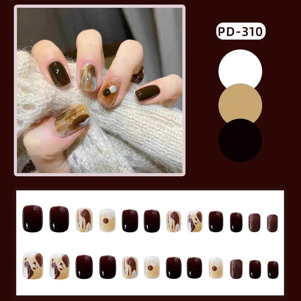 24PCS False Nail Removable Long Paragraph Nail You Can Take Few Minutes At Home