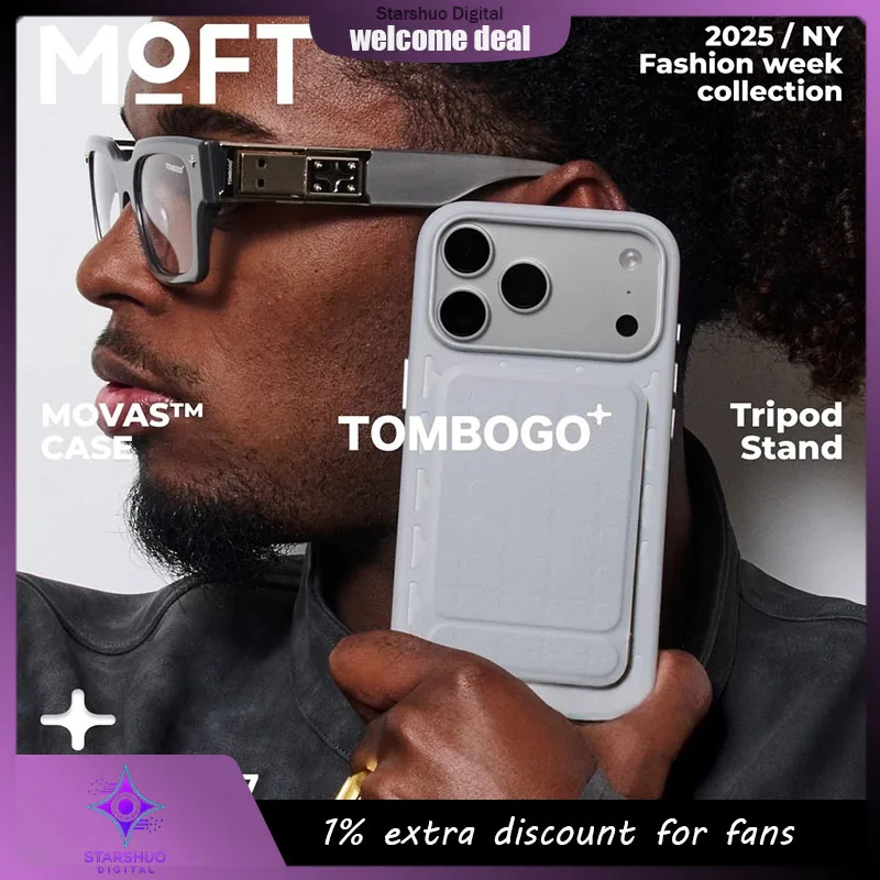 

Магнитная подставка для телефона с тиснением MOFT совместного бренда, подходит для iPhone 16 Pro Max, магнитная подставка для прямой трансляции и комплект чехлов для телефона