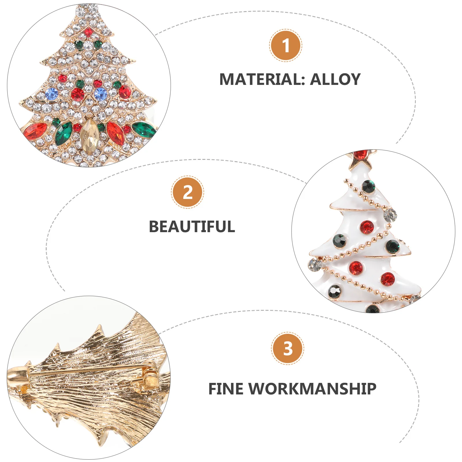 2 قطعة بروش عيد الميلاد المعدني زخرفة عيد الميلاد الاحتفالية للملابس حقيبة الديكور تألق سبيكة الثدي دبوس عيد الميلاد الملحقات