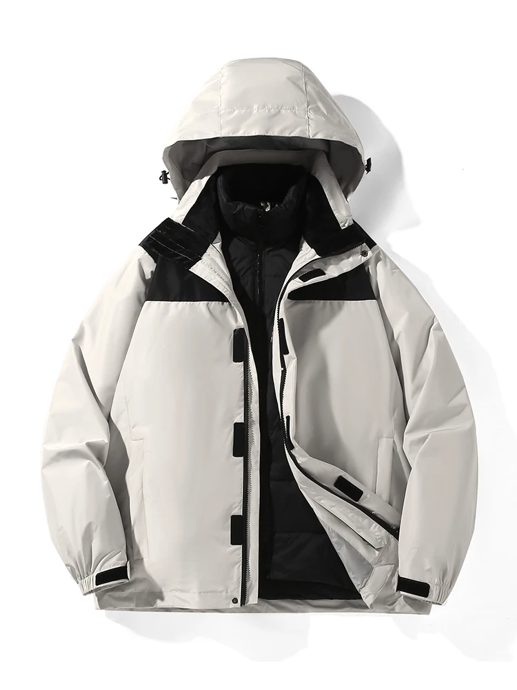 

Утепленная куртка 3-в-1 для мужчин, женщин и подростков, новая коллекция 2025 года, осень-зима, для активного отдыха, катания на лыжах, путешествий, из полиэстера.