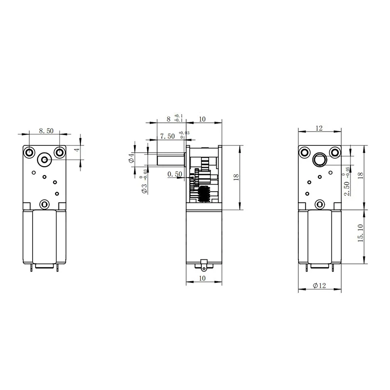 Worm gear worm drive motor 1218-N20, intelligent small vehicle 3V, 6V, 12V micro DC gear low-speed motor