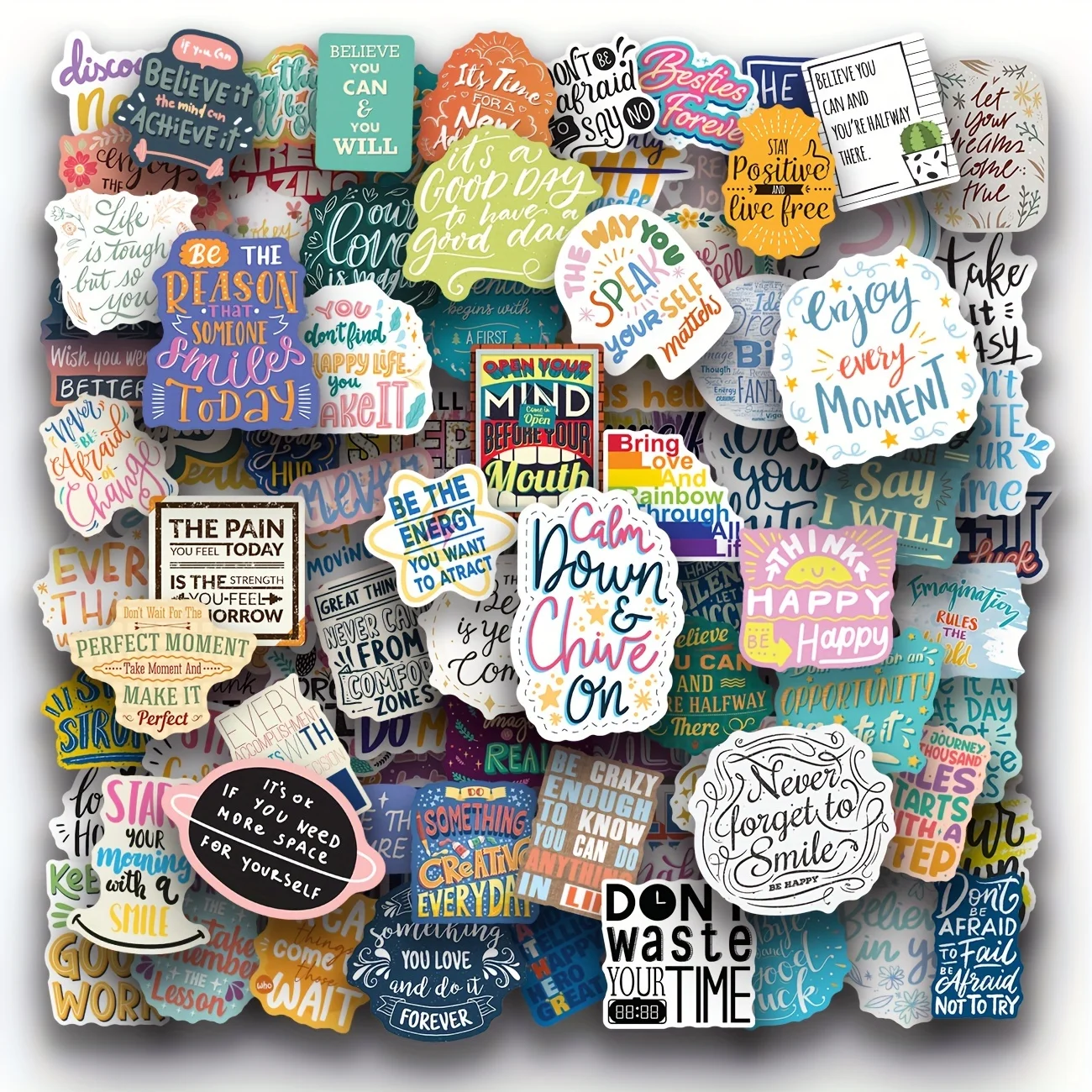 

Motivational Sticker Set – Inspirational Vinyl Quote Stickers for Women Adults, Water Bottle Laptop Journal Decor, 100pcs