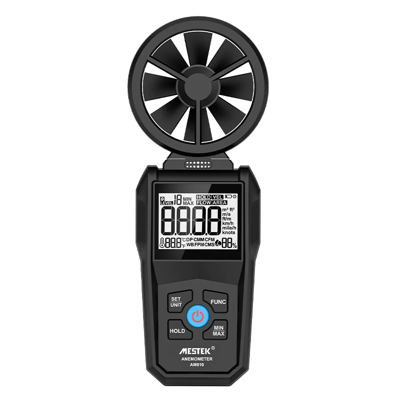 Brand Multifunctional Digital Anemometer Windmeter Wind Velocity Power Meter Air Volume Speed Dew Point Wet Bulb Temp Tester