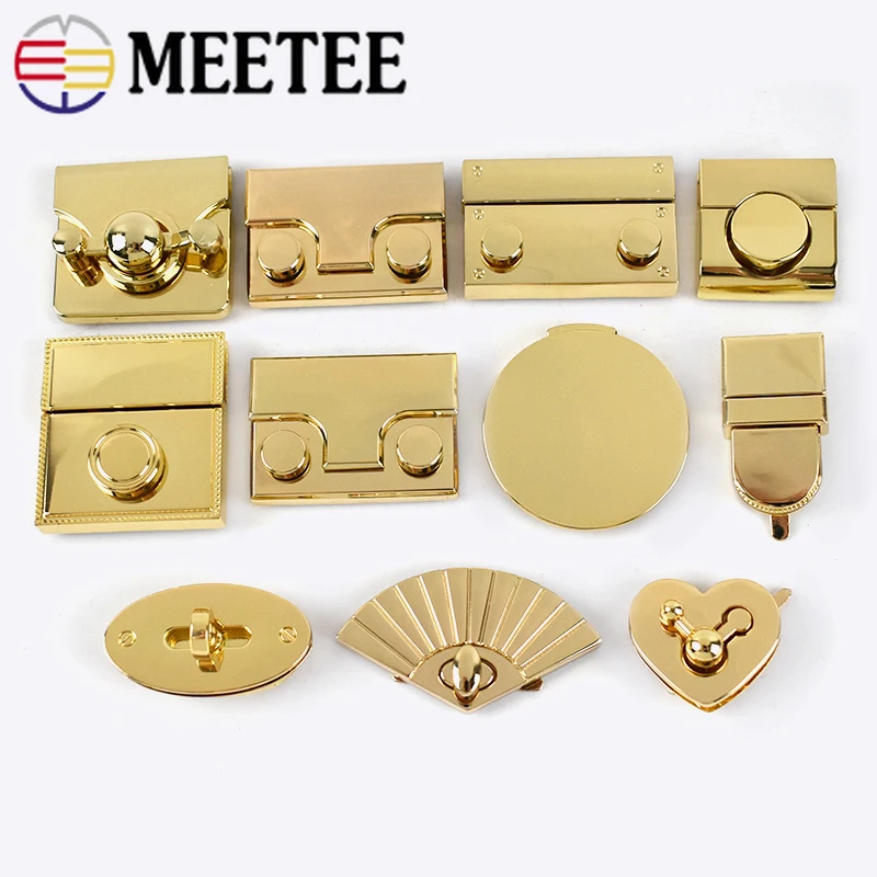 Meetee 1/2Pcs Metal Bag Lock Snap Buckles Purse Closure Clasps Handbag Decoration Buckle DIY Bags Hardware Accessories