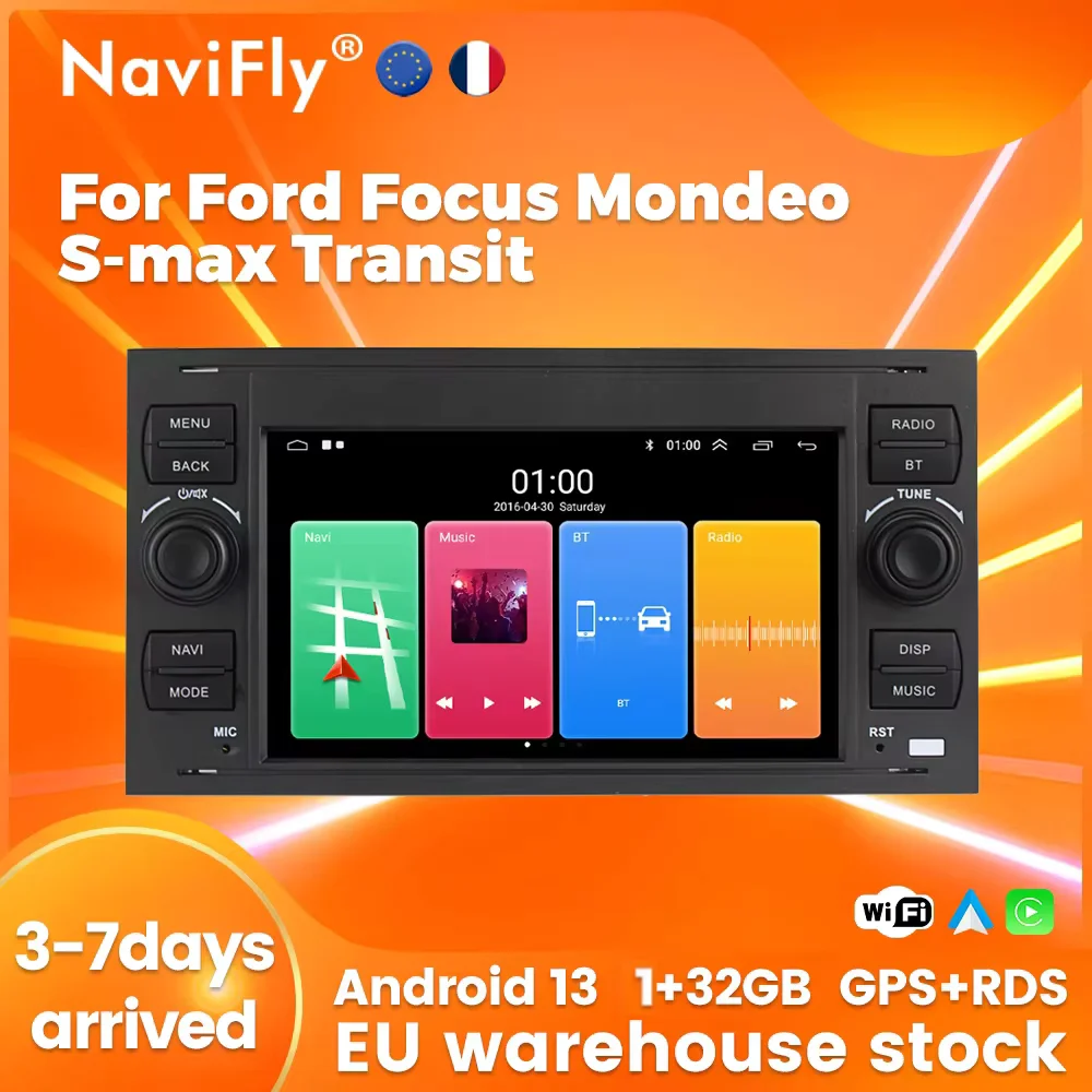 NaviFly Intelligent GPS Systems  Android All In One Multimedia For Ford Focus Mondeo S-max C-MAX Galaxy Fiesta Fusion Car Radio