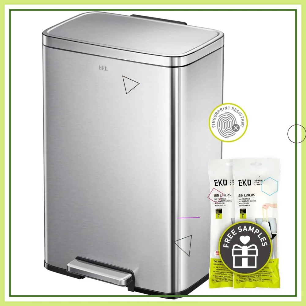 

50L Stainless Steel Step Trash Can with Fingerprint-Resistant Finish and Quiet Lid