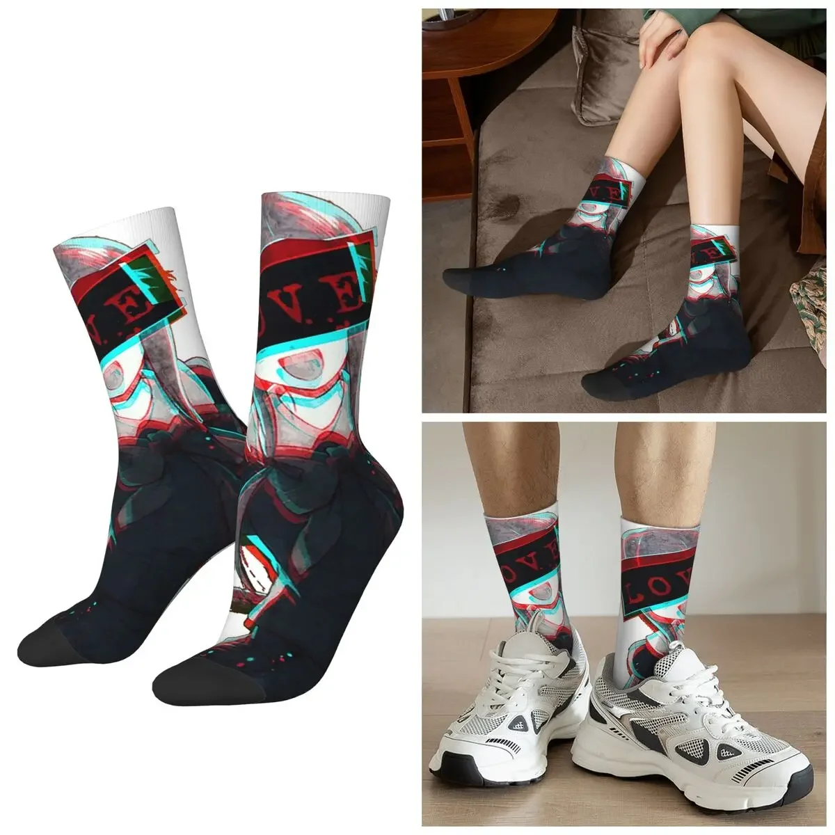 

Носки All Seasons "Love" Aesthetic Yuno Gasai By Mirai Nikki, носки до середины икры, впитывающие пот, женские носки, подарки на День святого Валентина