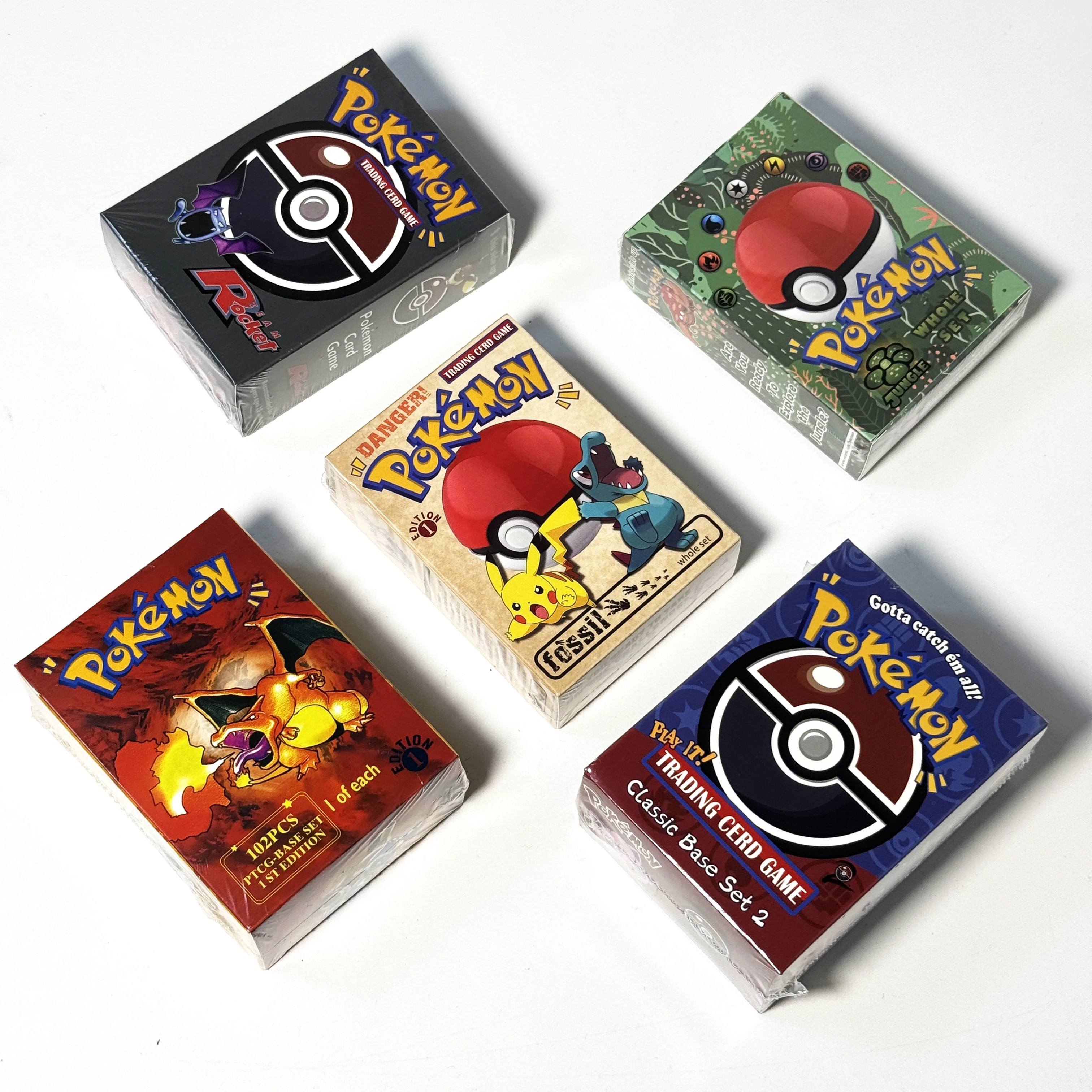 PKM Base Set Fossil Jungle Team Rocket Neo Destiny Booster Box 1999 2000 Year 1st Edition 1Box 36 Packs Proxy Game Cards Sealed