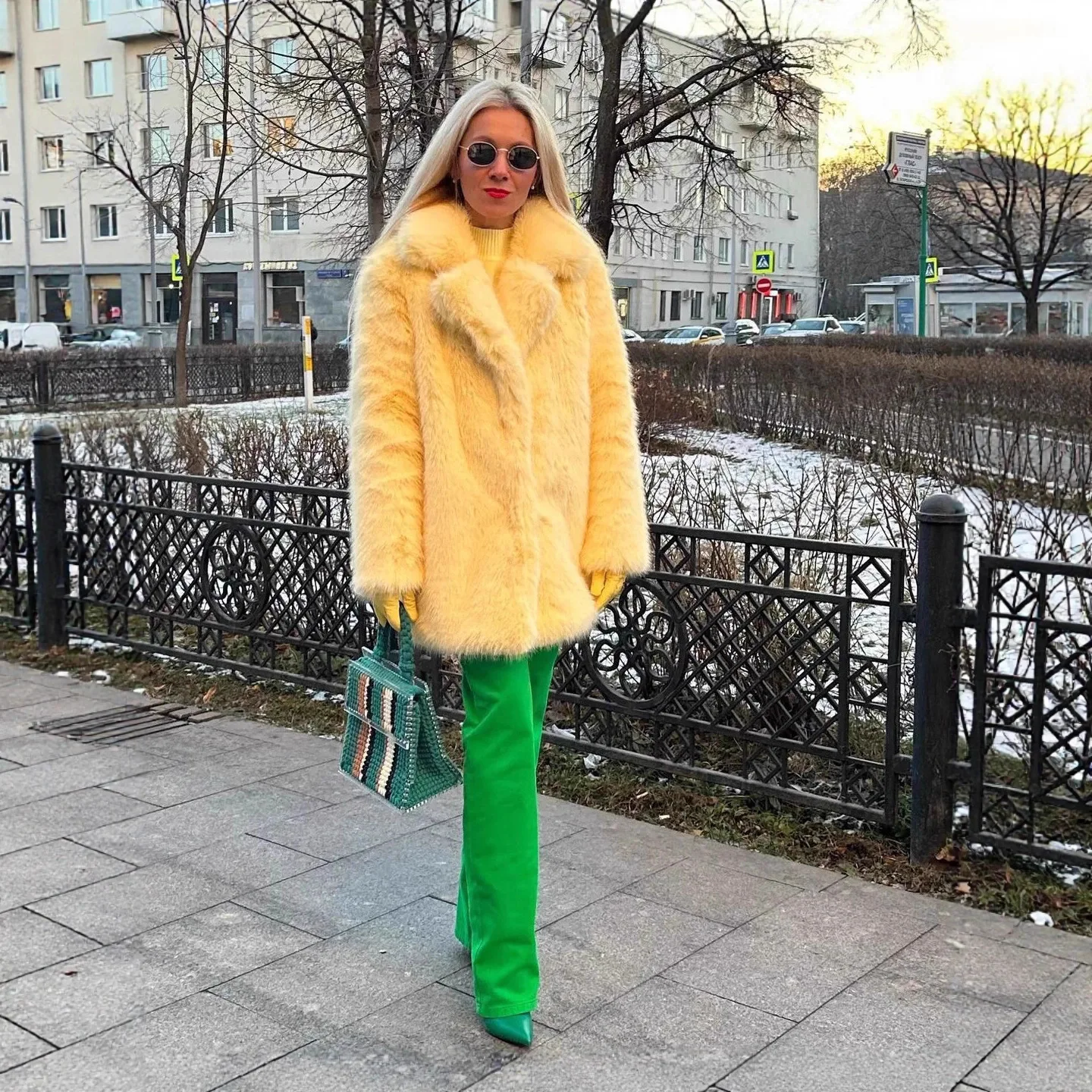 2026 Women Mid Length Faux Fur Coat, Turn Down Collar Fluffy Thick Y2K Long Sleeve Autumn Winter Outerwear