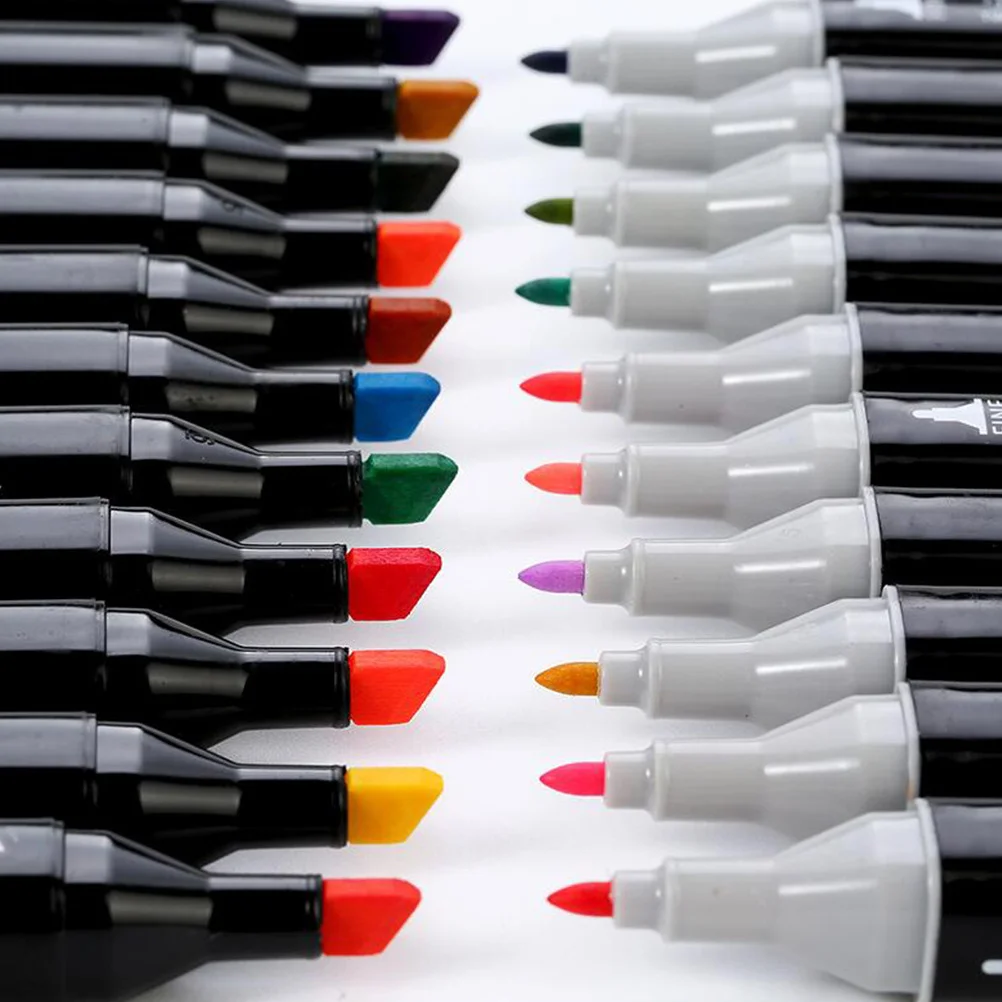 

1Set Student Marker Pens 30 Colors Dual Tip Water Soluble Head Sketch Drawing Painting Set Double-End Line Pens