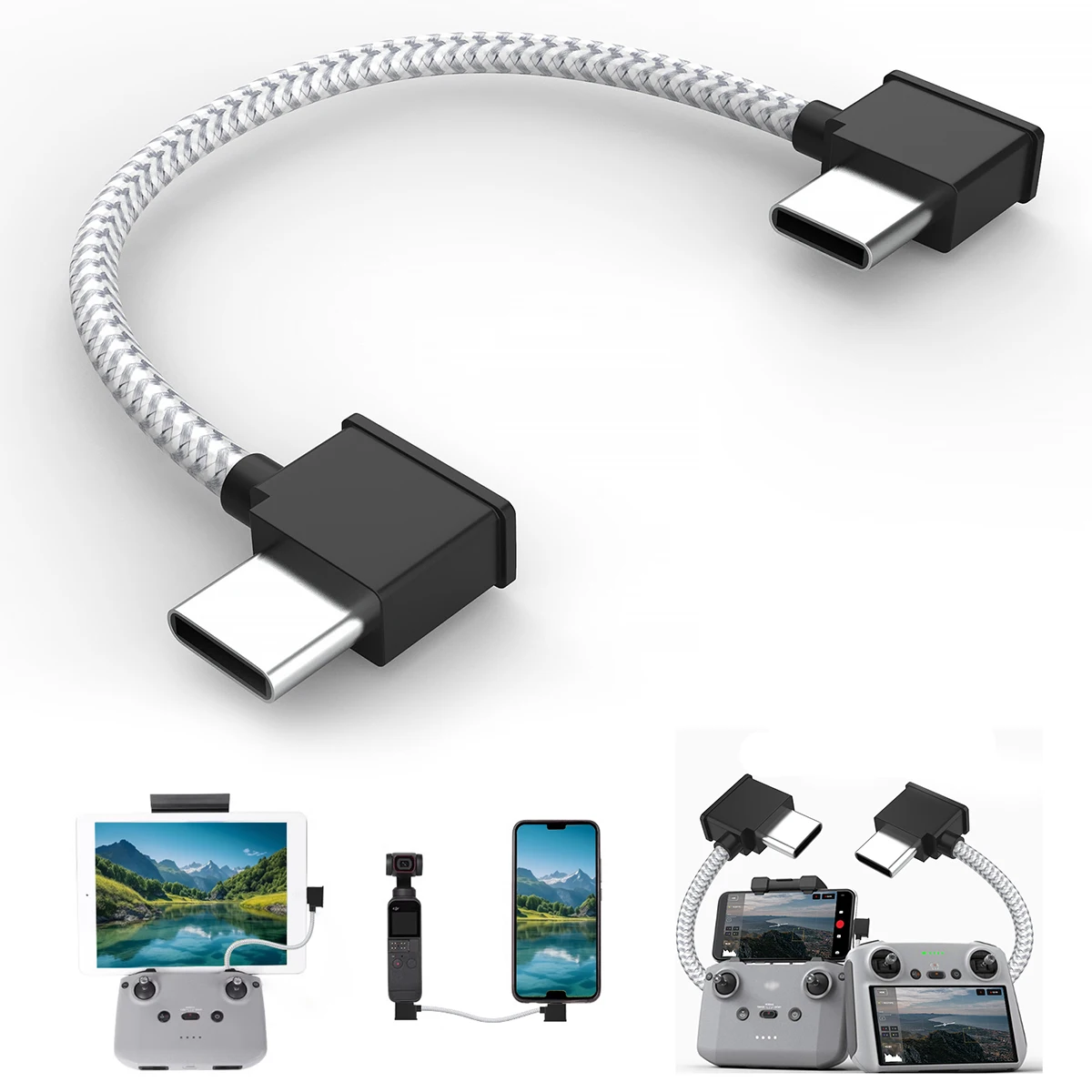 15cm Tablet Phone Extend Cable Drone Accessories Nylon Braided Remote Controller OTG Data Cable for DJI Mini 2 Mavic Air 2