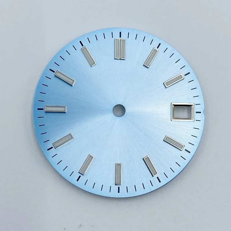 新しい28.5MMログダイアル、サンパターン、アイスブルー夜光、NH35/NH36ムーブメント改造アクセサリーに完全適合