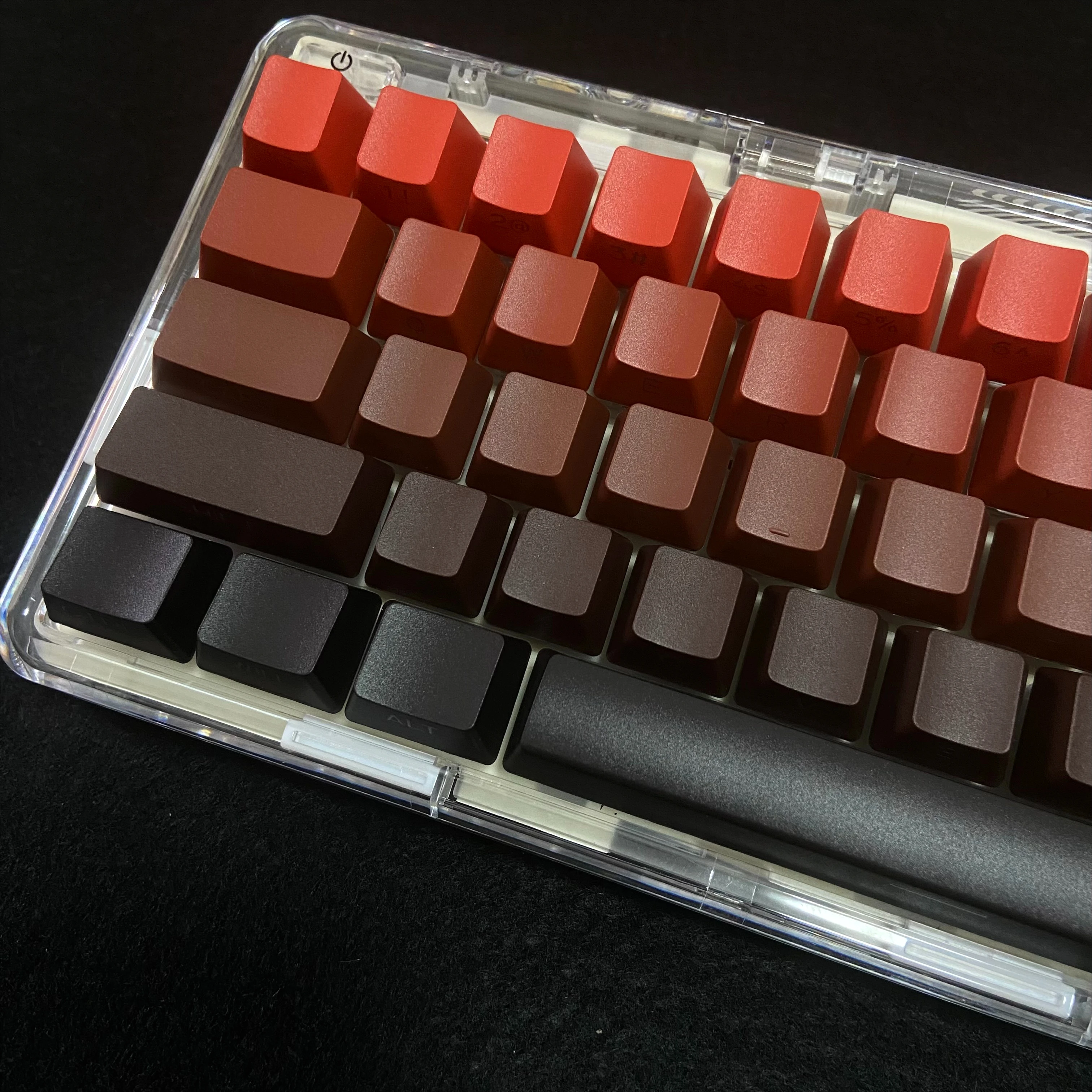 Rote Farbverlaufs-Tastenkappen, seitlich bedruckte Tastenkappen, OEM-Profil für mechanische Tastatur, 60 70 80 90 100 Layout, Tastenkappen-Set