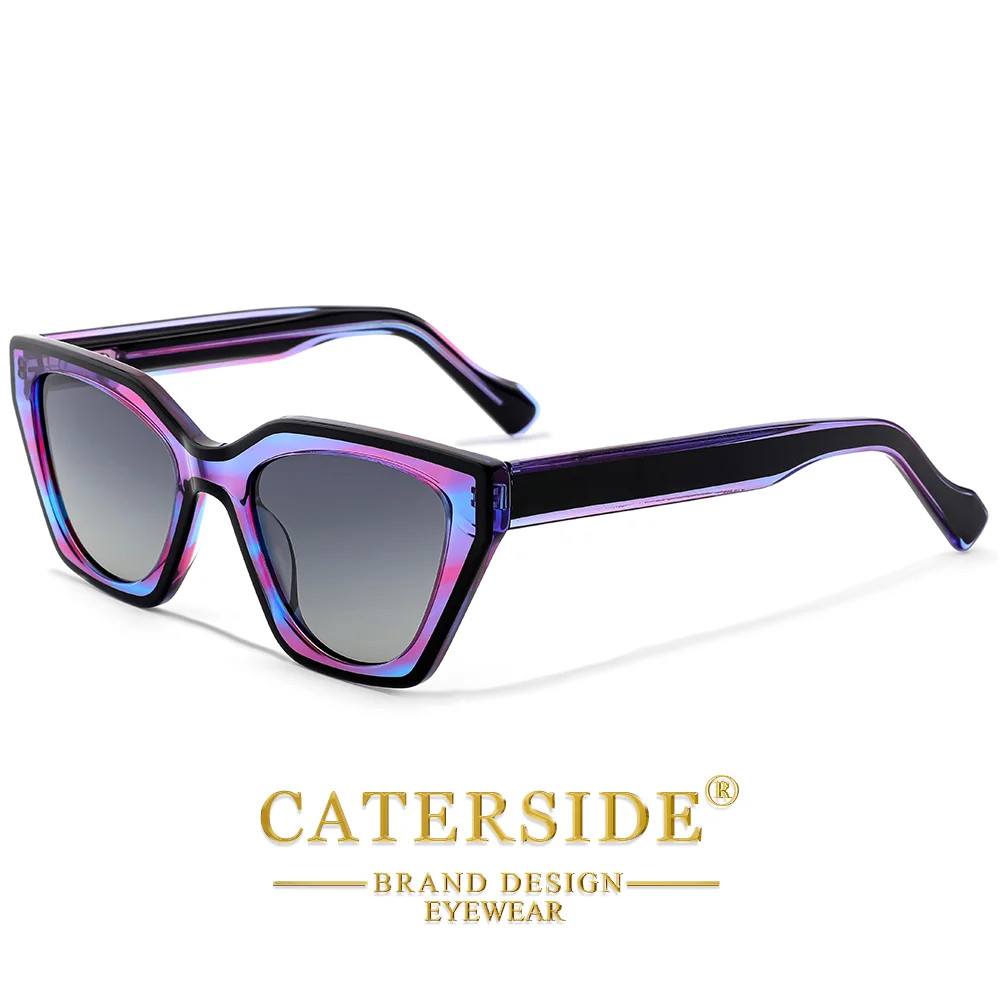 CATERSIDE Damen Mode Polarisierte Sonnenbrille Luxus Acetat Katzenaugen-Rahmen Herren Outdoor Sport Fahr- und Dekorationsbrille UV400 – Detail 7