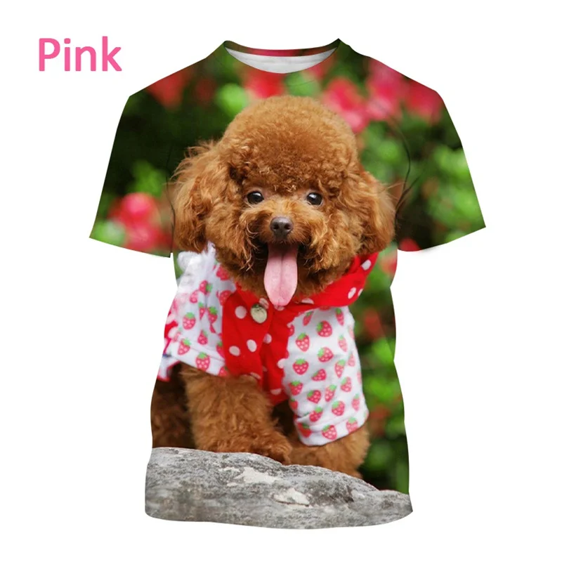 New 3D Cute Animal Poodle Print T Shirt Summer Children Funny Streetwear Short Sleeves For Men Harajuku Clothing Tee Shirts Tops