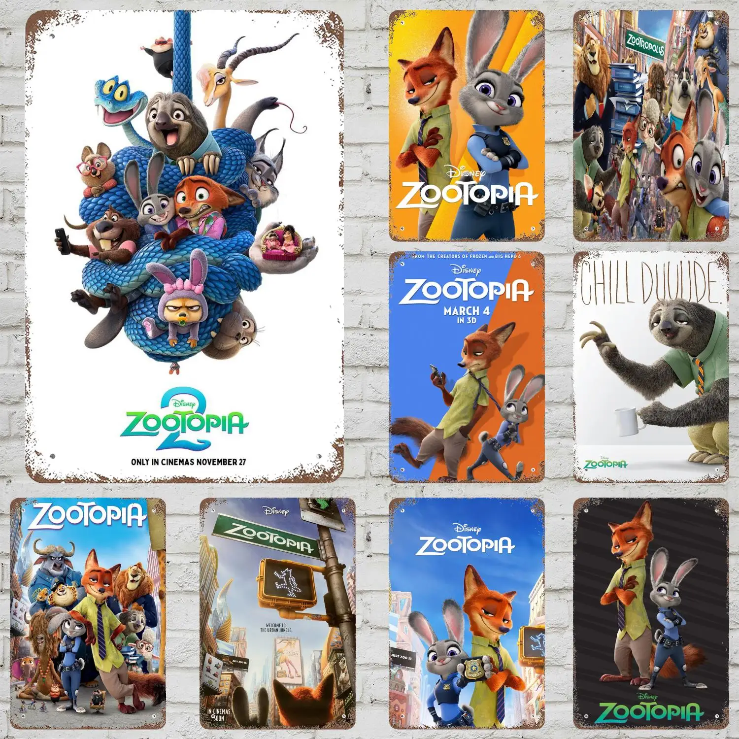 

MINISO Zootopia Metal Signs wall decor Vintage Tin Signs Captain Metal Poster Decor for Bar Pub Club Wall Decoration
