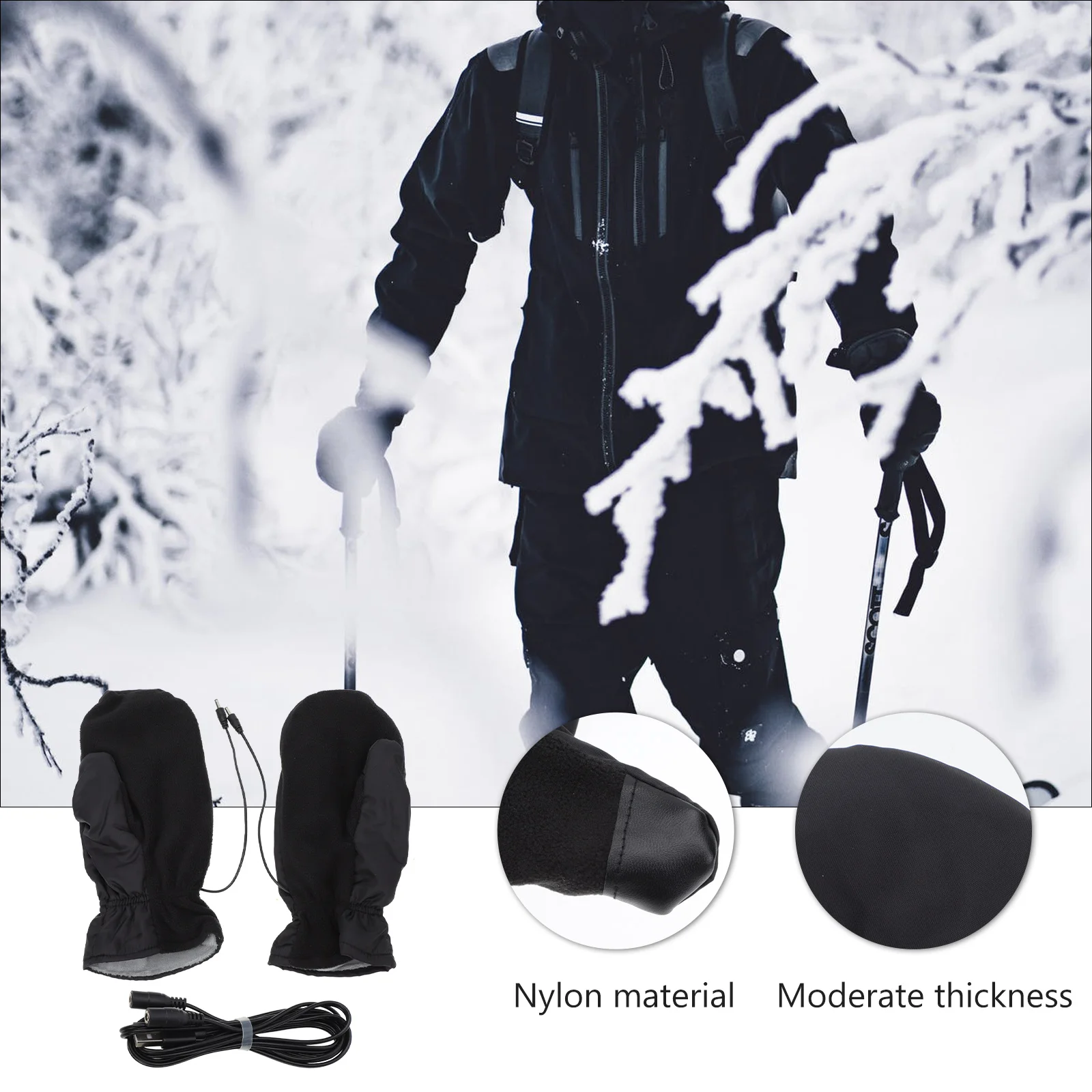 

1 Set Electric Heating Gloves Winter Thermal Mitts Smart Adjustable Temperature Warm Keep Outdoor Skiing Gloves For Cycling