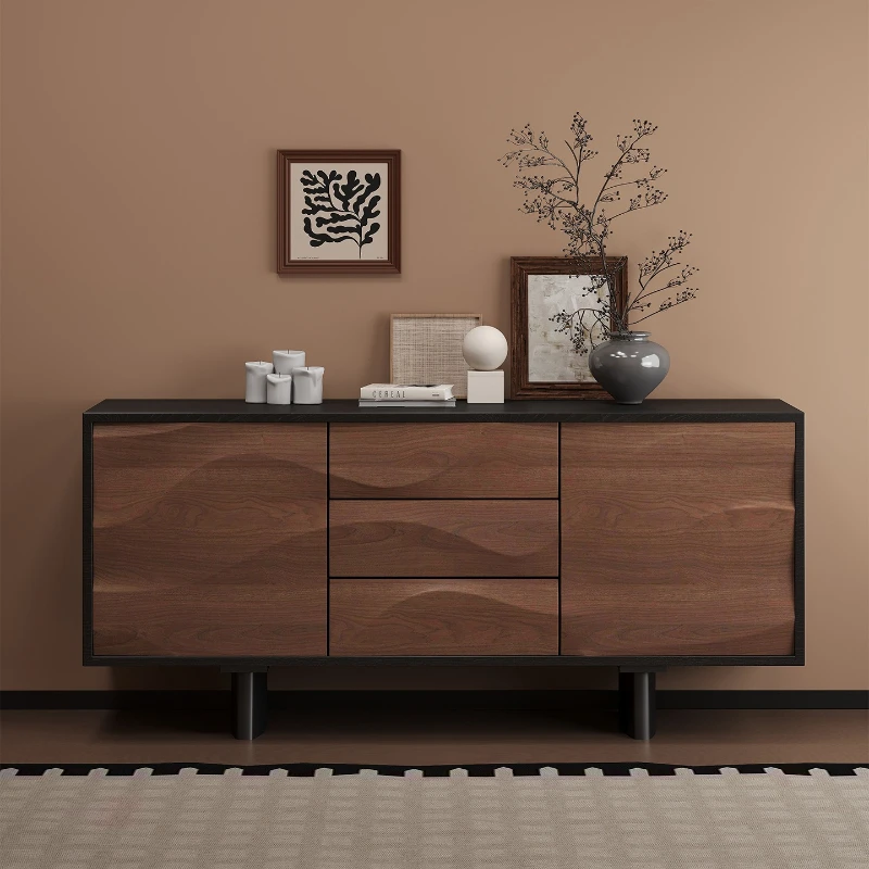 

Medieval solid wood dining side cabinet multi-functional porch cabinet living room locker shoe storage credenza modern furniture