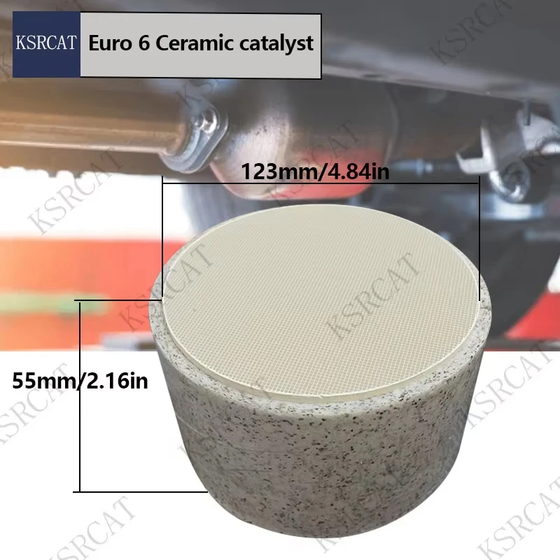 Euro 6 Metal Catalyst 123x55MM 600Cpsi Honeycomb Ternary For Car Exhaust System Automotive Replacement