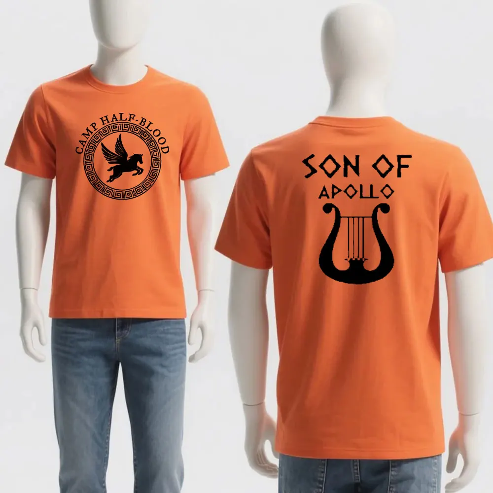 Camp demi-sang hommes femmes T-shirt Long île perce Jack fils Orange T-shirt mythologie grecque esthétique été Halloween hauts