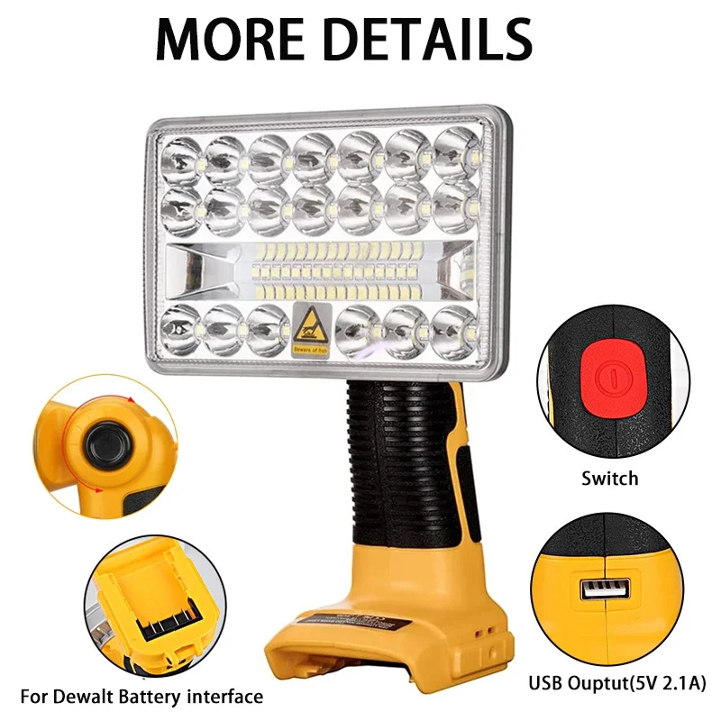 3/5 Inch Work Light Flashlight Spotlight For DEWALT 18V 20V Li-ion Battery Emergency Tool Light Electric Torch For DCB201 DCB200