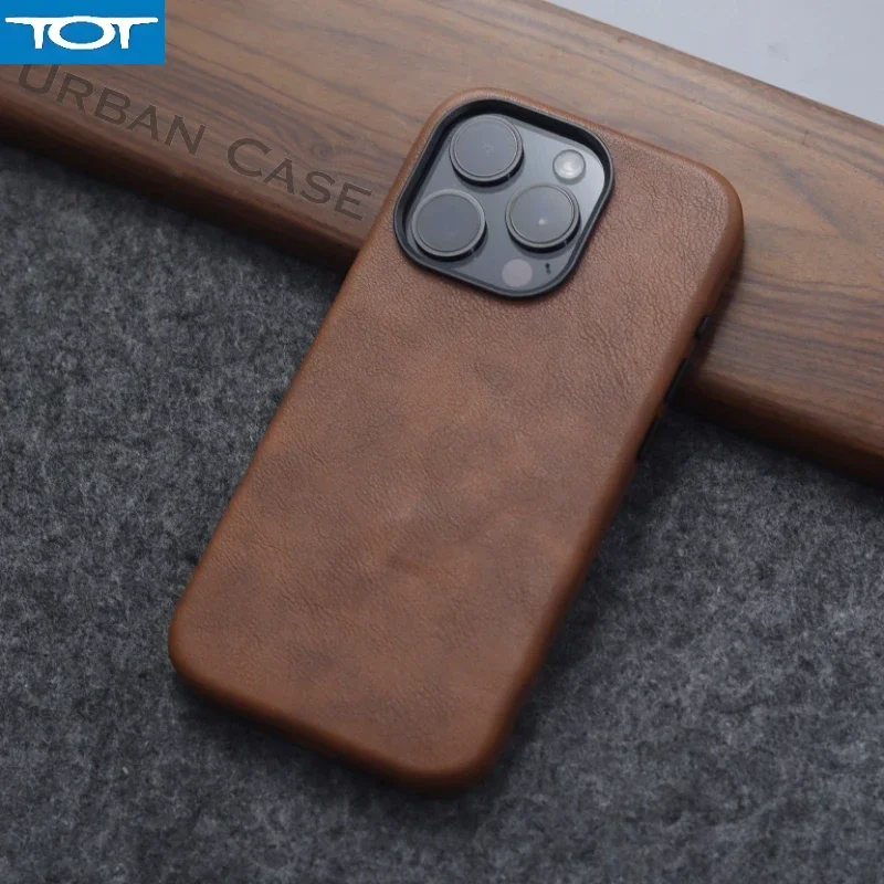 

Кожаный чехол MagSafe в стиле ретро Crazy Horse для iPhone 16 Pro Max 15, 14, 13, 12 Pro max, простой кожаный текстурированный магнитный чехол для телефона