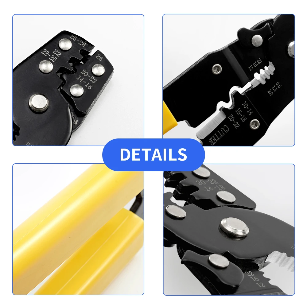 Multifunktionale Crimpzange Abisolierzange Cutter Crimper 10-26AWG Crimpzange Terminals Elektrische Klemme Mini-Werkzeuge – Detail 5