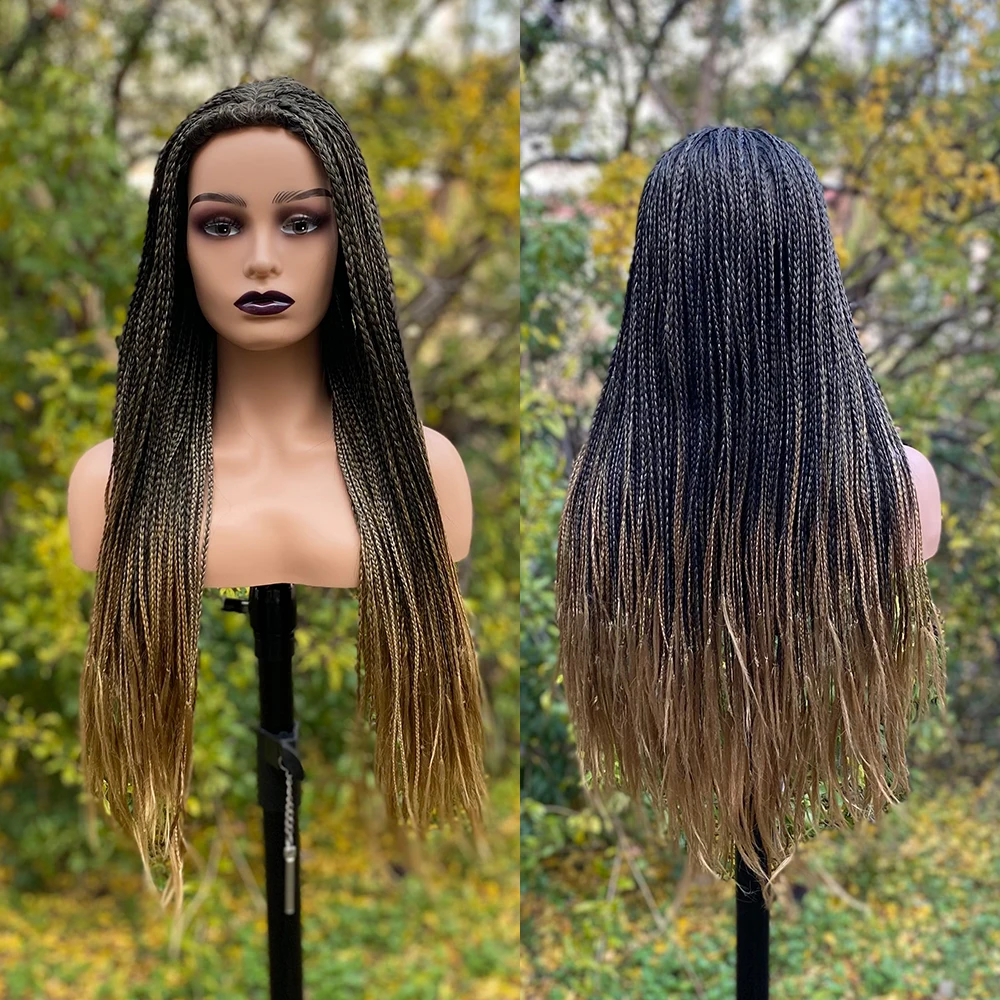 Cosplay Wig Rambut Kepang 26 Inci Wig Kepang untuk WANITA HITAM Ombre Sintetis Barid Panjang Kotak Sintetis Wig Kepang