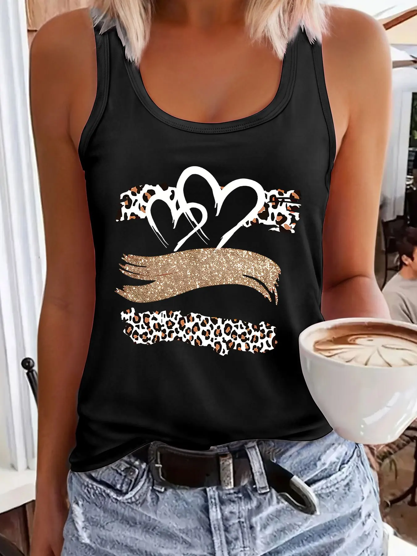 printed Summer women's loose and personalized dream catcher mesh printed vest top T-shirt comfortable sleeveless