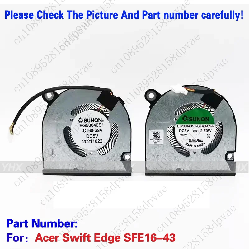 

GYX New For Acer Swift Edge SFE16-43 COOLING FAN R+L Fast delivery