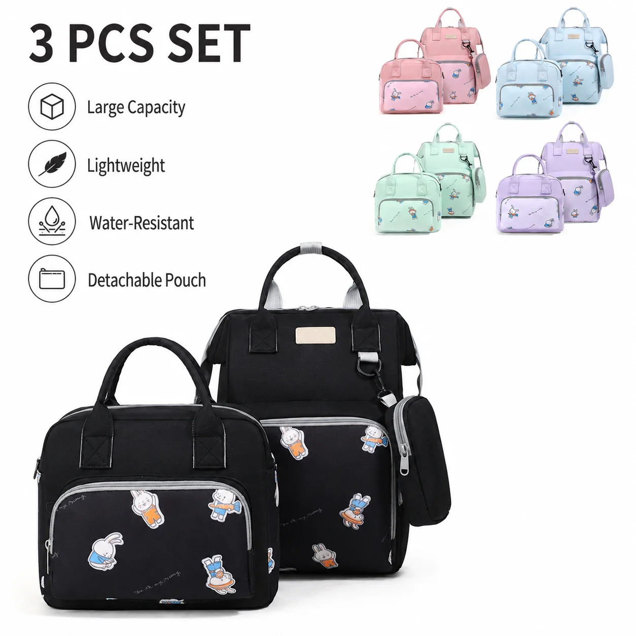 Mommy Bag Diaper Handbag Large Capacity Baby Care Bag Multifunction Travel Storage Mother Shoulder Bag Lightweight Outdoor