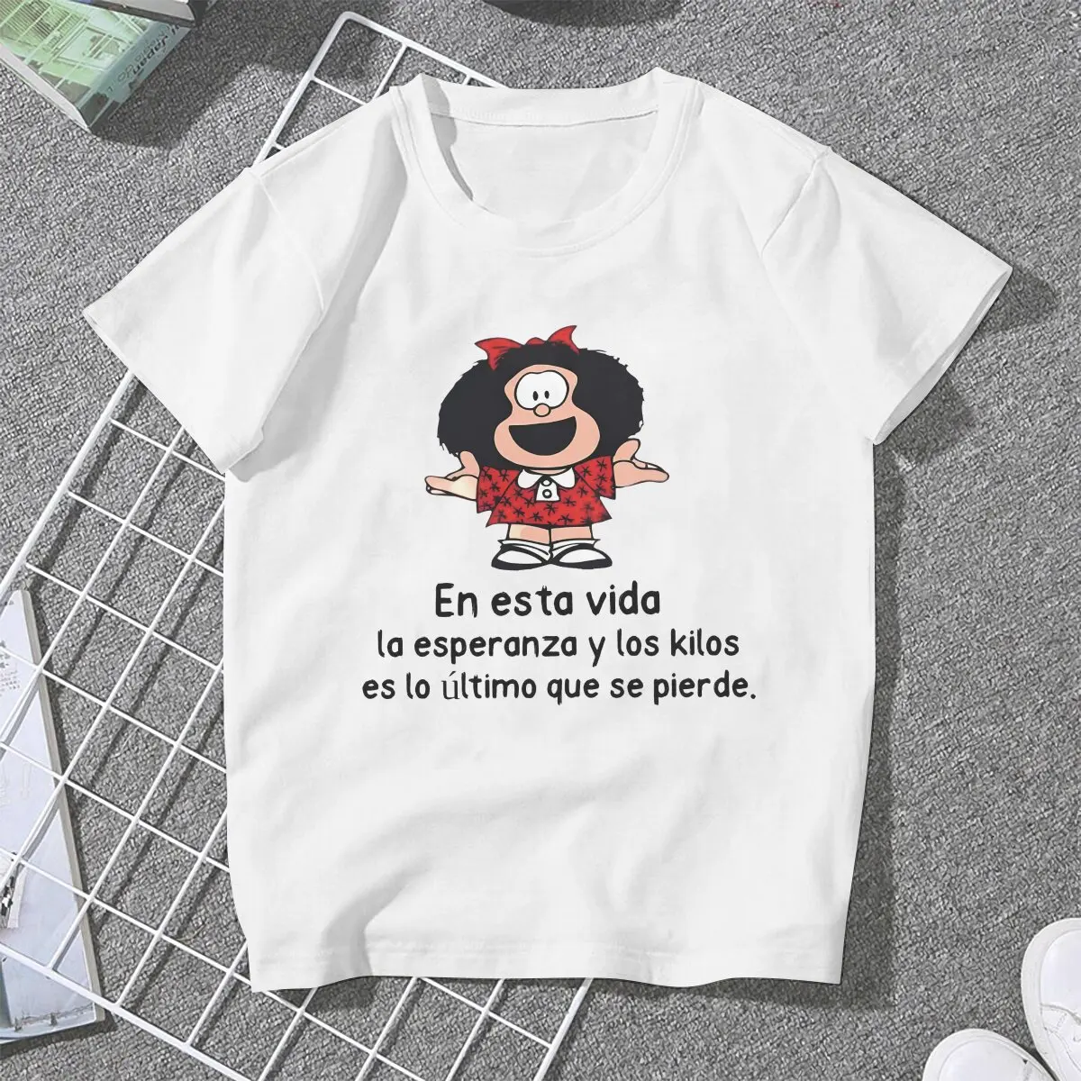 Mafalda Cartoon Girls T Shirt Retro Female Tops Polyester Harajuku Funny Y2k Tees Ladies Tshirt