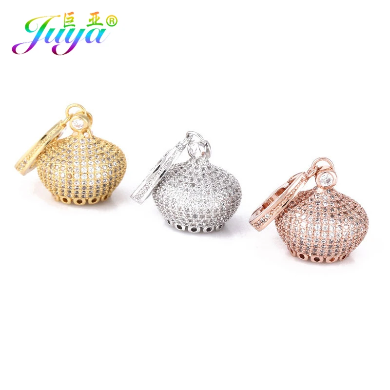 Juya Handmade Tassels Accessories Luxury Decorative Copper Crown Bead Cap Connectors For DIY Women Pearls Tassels Jewelry Making