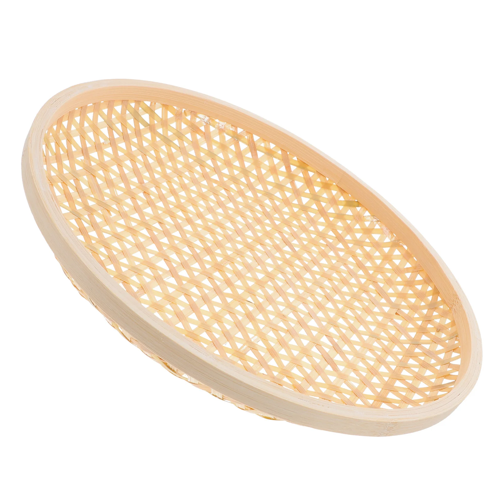 

Bamboo Basket Tray Woven Storage Fruit Serving Tray Portable Snack Basket for Home Picnic Party Decoration Reusable Woven Plate