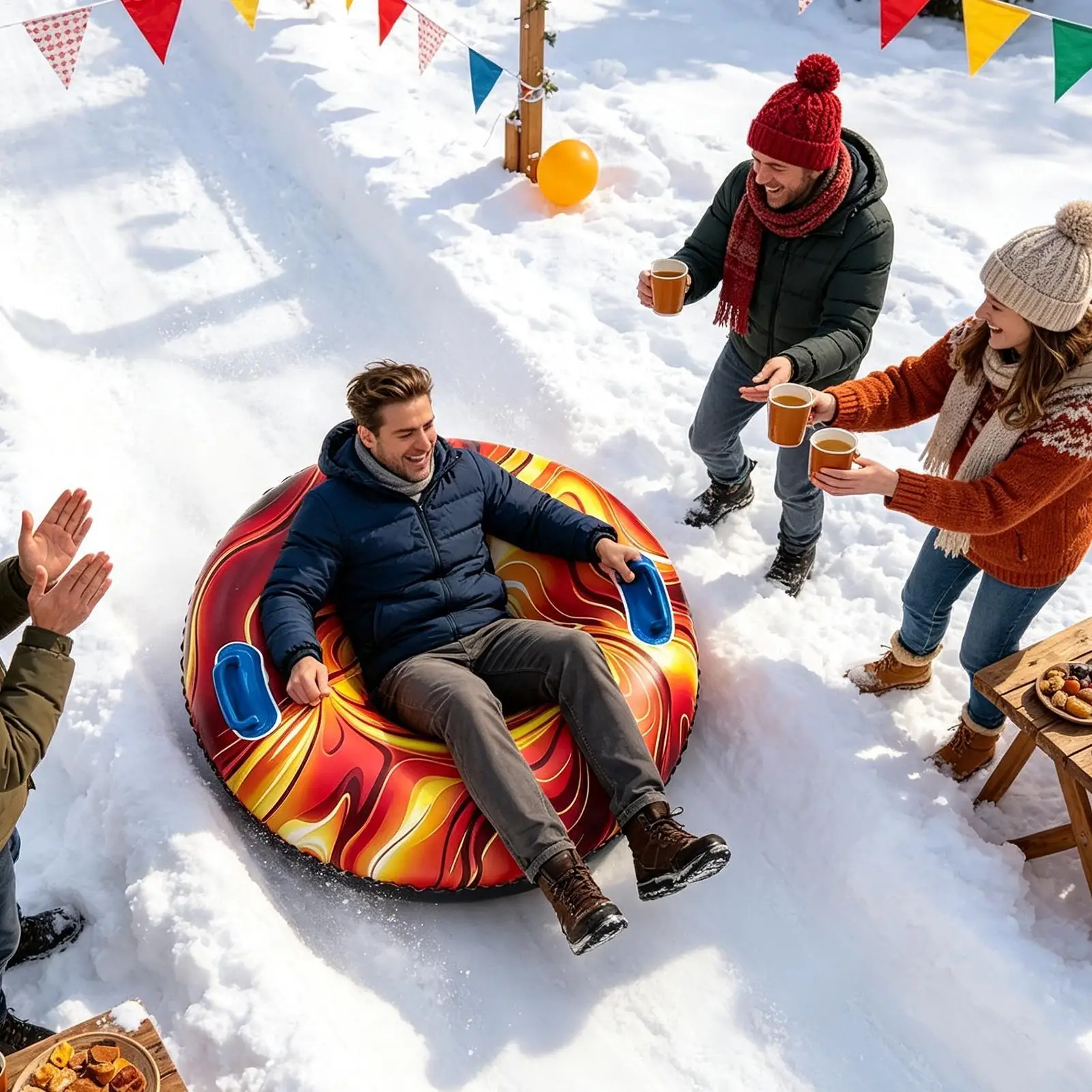 Snow Tube Inflatable Towable Raft Sled With Handles Snow Sled For Winter Ski Lake River Pool Beach Outdoor Park