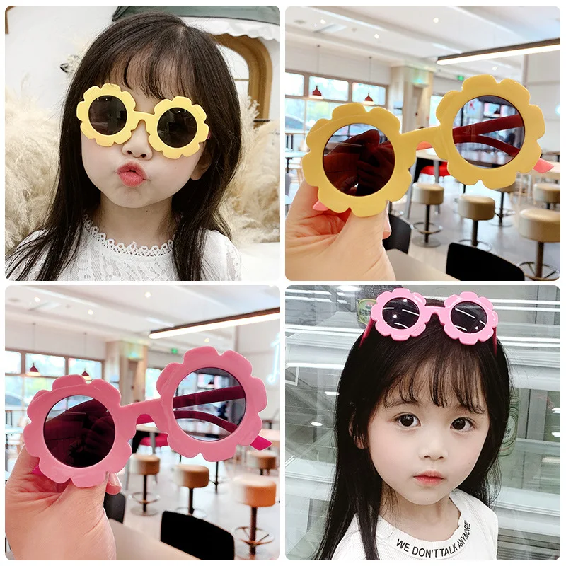 Children Cute Flowers Sunglasses Sunscreen Polarised Kawaii UV Protection Outdoor Beach Holiday Glasses Birthday Party Eyewear