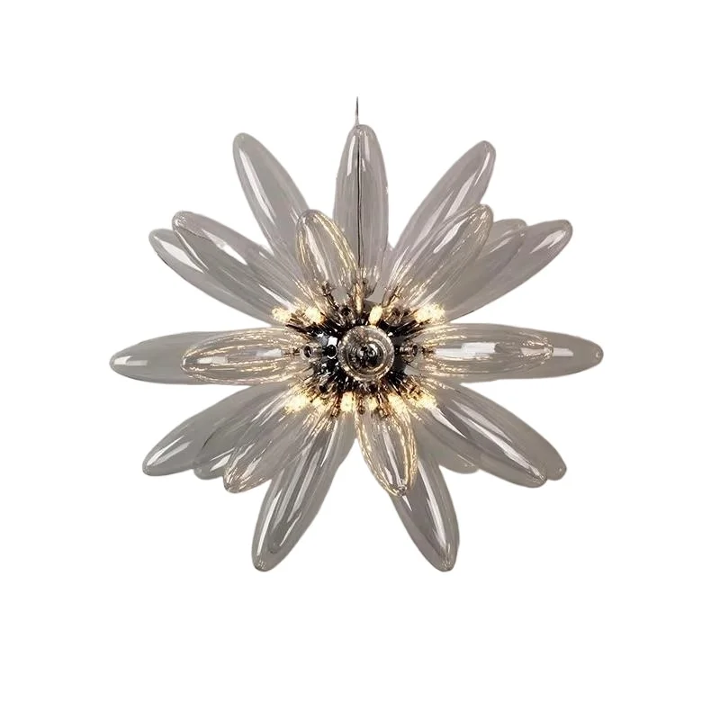 

Glass flower chandelier living room bedroom dining room bar light modern simple decorative lamp