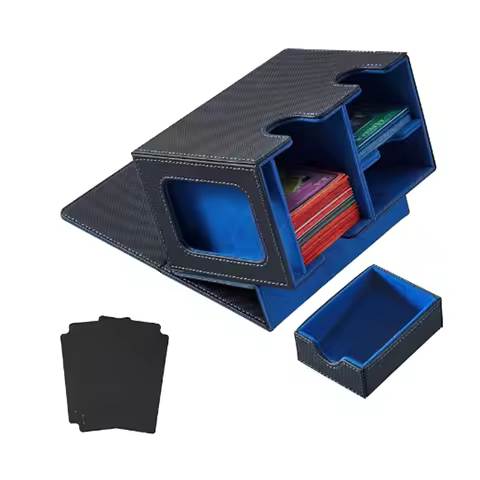 A14M Card Deck Box Card Display with Dice Tray Deck Box Deck Box Holding 160+ Trading Card Storage Box Deck Box Blue