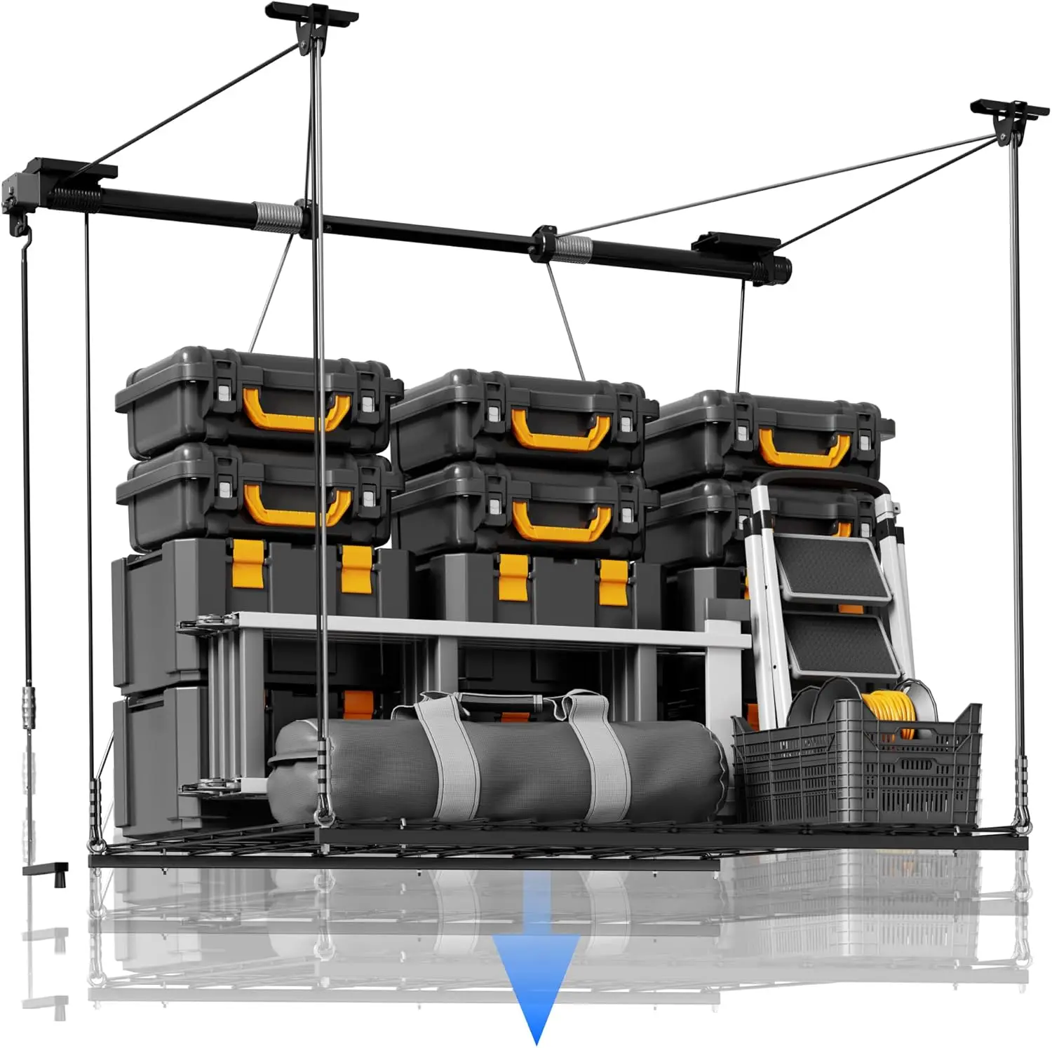

Потолочная стойка для хранения в гараже, 4x4 фута, сверхпрочная, регулируемая система организации хранения, длина 71 дюйм