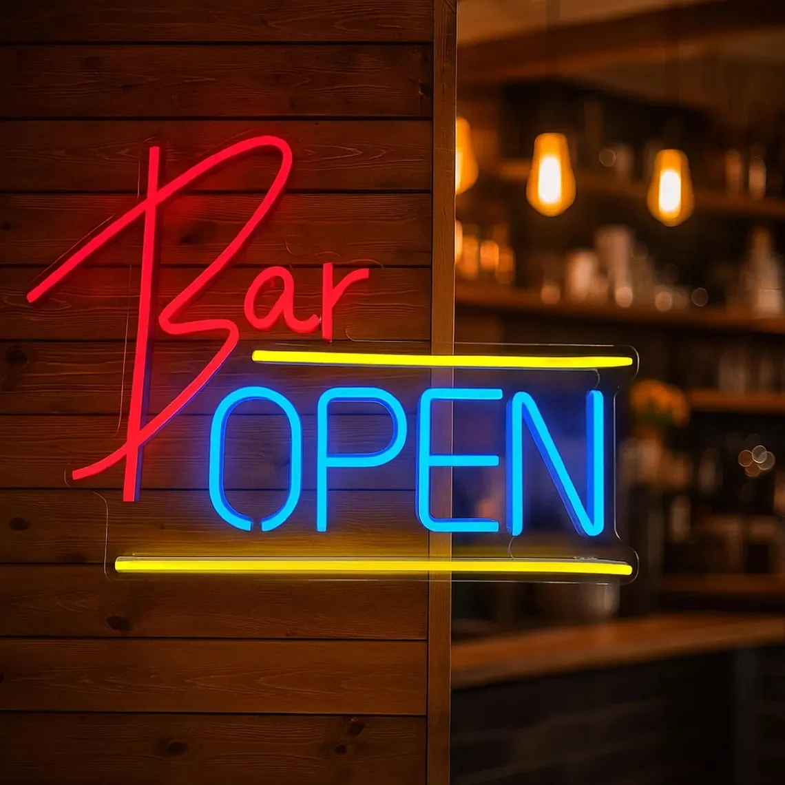 

Bar Open Neon Sign Decor Wall Light For Pub Home Bar Game Room Wall Decor