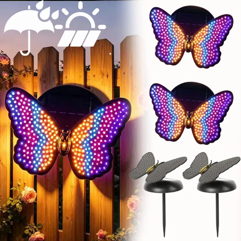 Color Changing Solar Butterfly Garden Light with Dynamic Flashing LED for Yard Lawn Patio Pathway Decoration