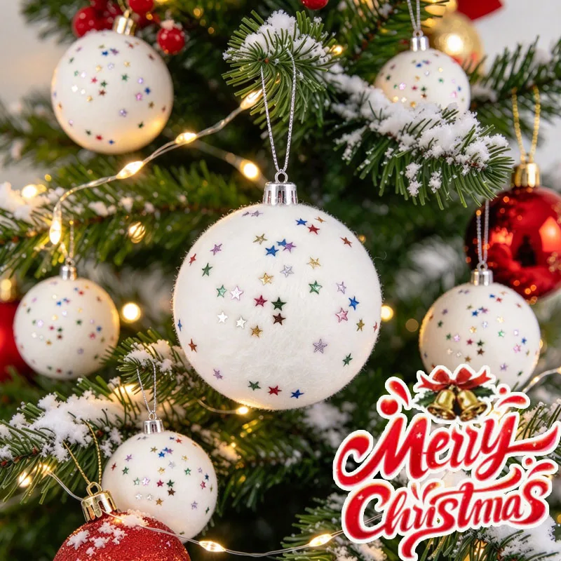 6-24PCS White Foam Snowball Christmas Ornaments Hanging Decorations Christmas Tree Wedding Ceiling Indoor Home Holiday Decor