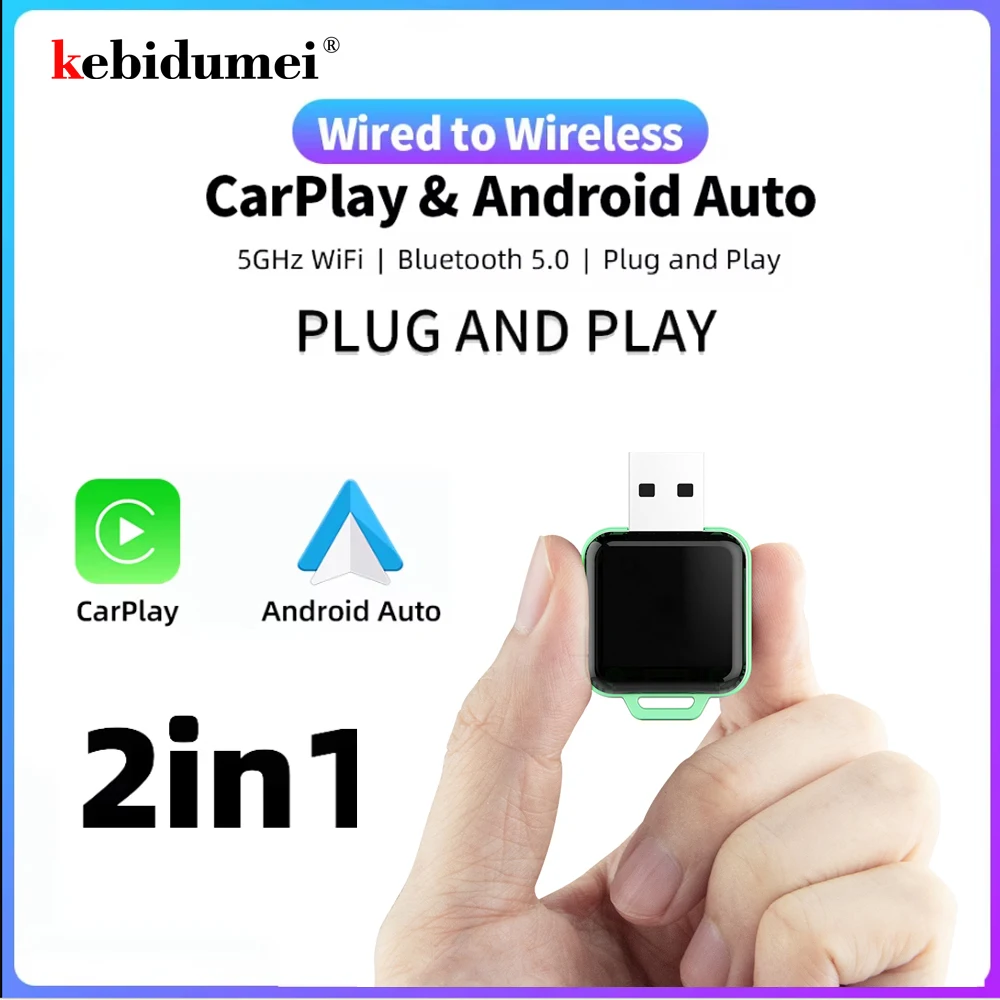 2 in1 Wireless CarPlay Adapter for Apple iPhone Android Wired to Wireless Conversion Fast Connect Carplay Smart AI Box Adapter