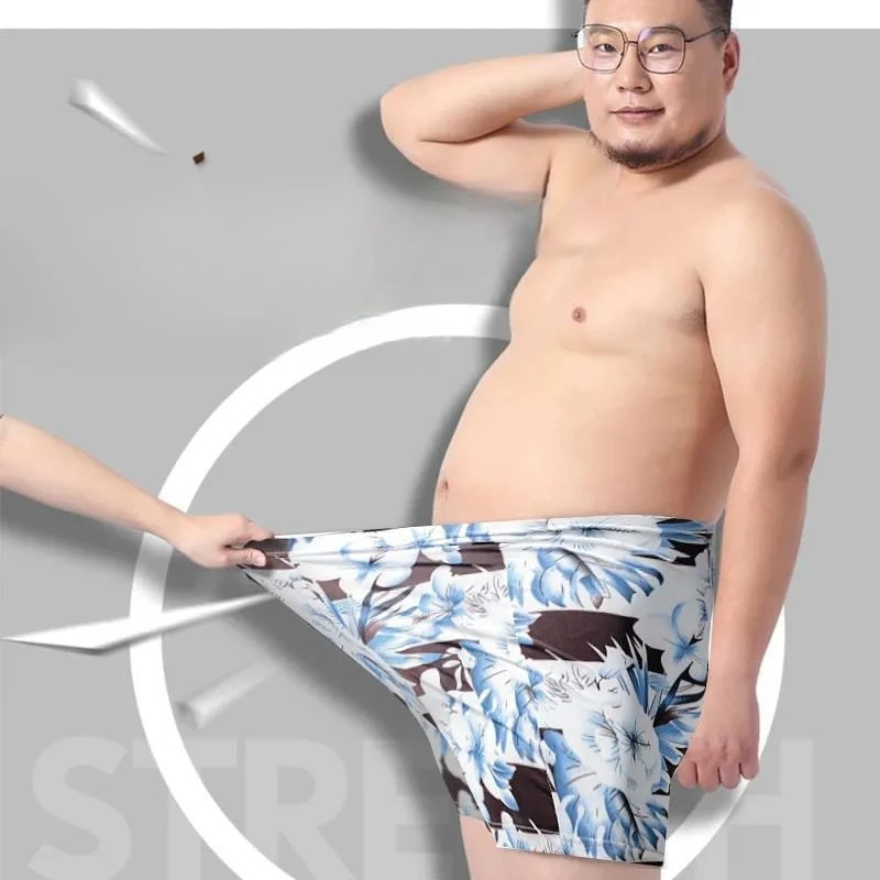 Add Fat Increase The Size of Ice Silk Underwear Men Square Angle Without Trace 200 Pounds Summer Fat Man Loose Young Boxers Men