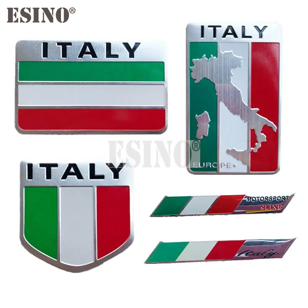 Car Styling Italy National Flag 3D Metal Chrome Aluminium Alloy Decorative Emblem Adhesive Badge Sticker Decal Auto Accessory