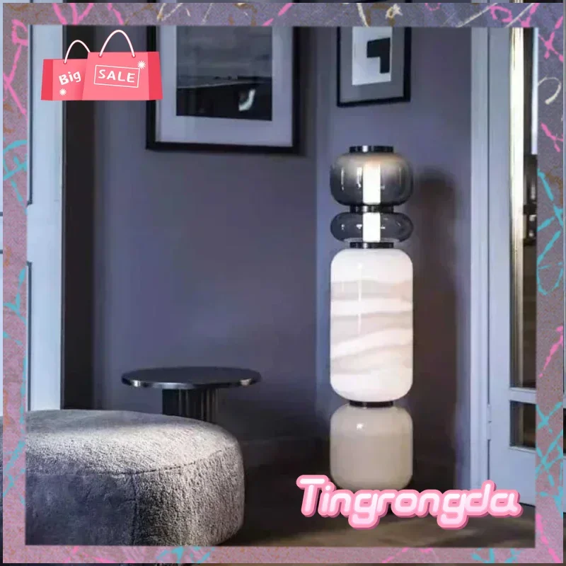 

Y Nordic Designer Smoke White Glass LED Floor Lamp Bedroom Study Hotel Chandelier Living Room Sofa Atmosphere Art Decor Lighting