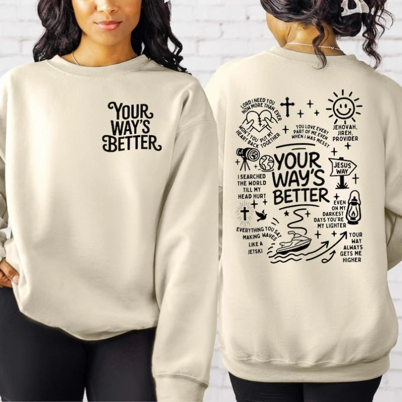 

Your Way Is Better Proverbs 16:9 Осенне-зимняя толстовка в стиле ретро, друг, семья, христианские праздники, эстетичная толстовка с длинными рукавами